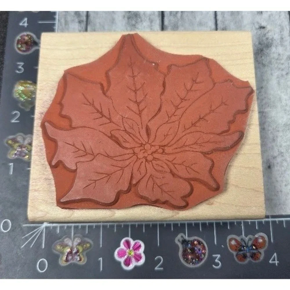 Rubber Stampede Prize Poinsettia Z284H Rubber Stamp Wood #E28